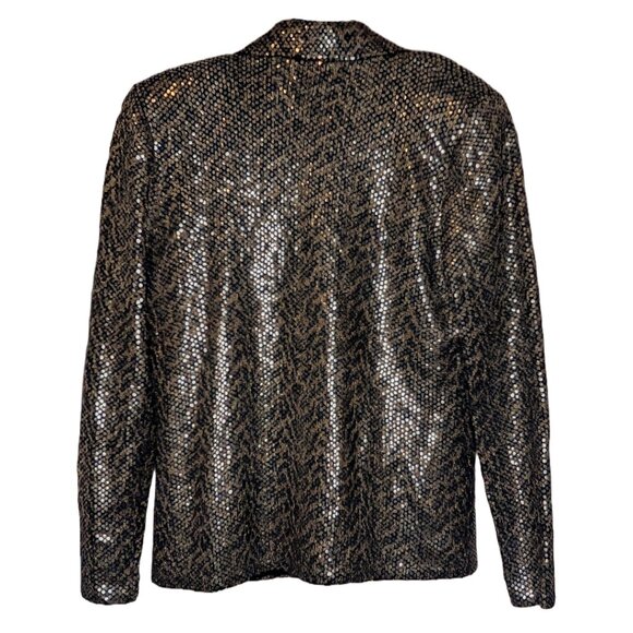 Vintage St. John Vintage Animal Print Brown Sequin Blazer Sz 14 - Picture 2 of 7